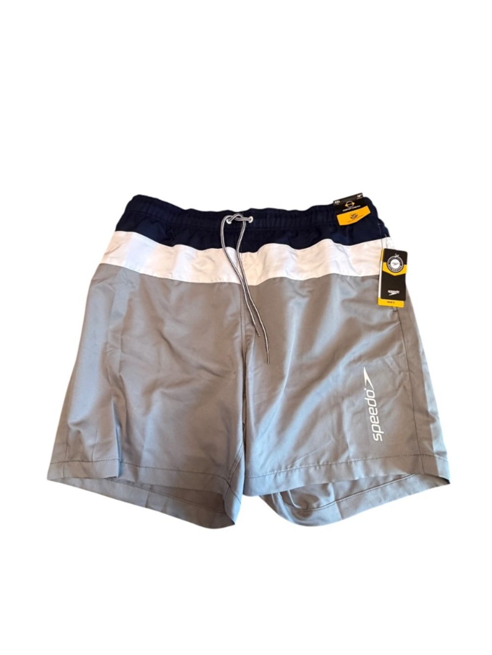 Speedo XXL Gray Navy Colorblock Swim Trunks UPF 50